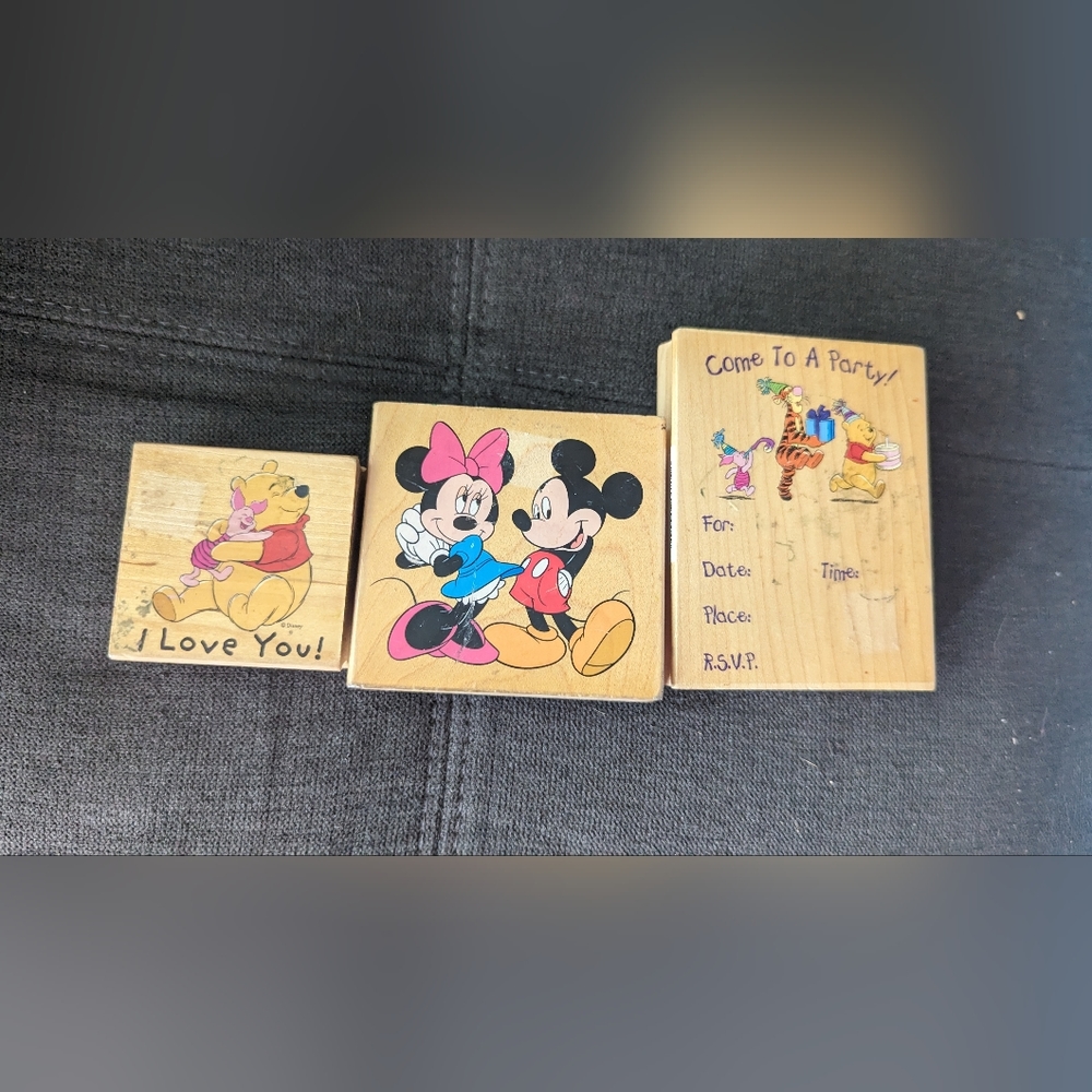 Disney Lot of 3 All Night Media Stampers Winnie the Pooh. Mickey Minnie Party